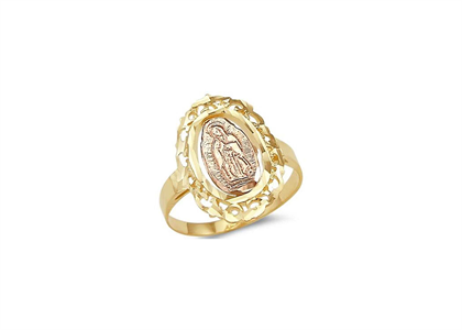 Two Tone Plated Filigree Virgin Mary Ring